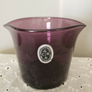 ◇blenko Amethyst Colored Blown Glass Wine Rinser With Tag