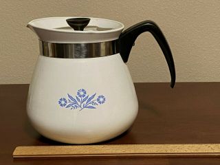 Vintage Corning Ware Kettle 2 Qt Quart 8 Cup Tea Pot Cornflower Blue