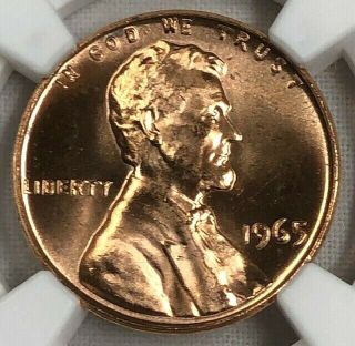 1965 Ngc Ms66 Rd Sms Lincoln Cent 1c Flowing Luster Near Flawless Red Gem