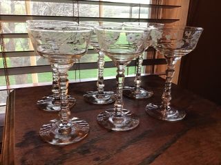 6 Elegant Vintage Rock Sharpe Halifax 3 Oz Cordial Liquor Cocktail Glasses