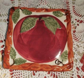 Vintage Franciscan Trivet 7 " Apple Pattern Square Pottery Tile Made In Portugal