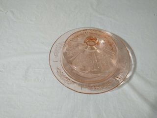 Pink Depression Glass Federal Sharon Cabbage Rose Round Covered Butter Dish/lid