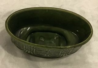 Vintage Green Embossed Oval Footed Planter 2