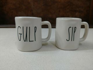 Set Of 2 Rae Dunn By Magenta Espresso Small Mini Mugs Gulp Sip
