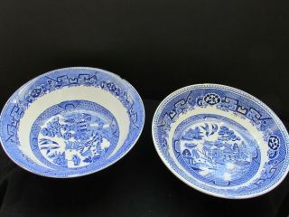Blue Willow - Two 8.  5 Inch Serving Bowls - Ye Olde Willow,  Petrus Regout