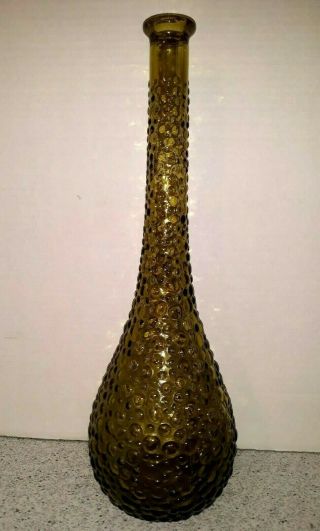 Vintage Mid Century Empoli Genie Bottle Decanter Bubble Green No Topper 15.  5 "