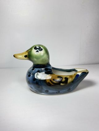 M A Hadley Hand Made Pottery Figural Duck Ashtray Planter Trinket Dish