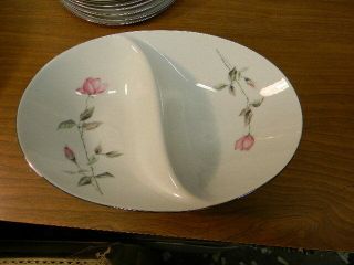 Sango China " Dawn Rose " Pattern Divided Oval Vegetable Bowl
