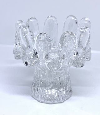 Kosta Boda Sweden Goran Warff Crystal Sunflower Votive Candle Holder 4” X 3.  5”