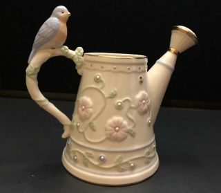 Lenox Petals And Pearls " Bluebird " Spring Bud Vase Watering Can (euc)