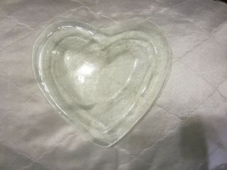 Annieglass 8 " Clear Textured Heart Glass Bowl Candy Dish Signed 1996 Usa Nr