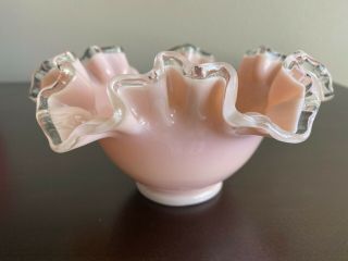 Vintage Fenton Pink Silvercrest Ruffled 5 1/4 " Bowl