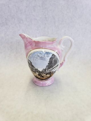 Pink Luster Queen Street Cardiff England Small Souvenir Pitcher Made in Germany 2