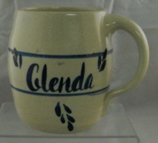Marshall Pottery Blue Stripe Mug Master Potter Kenneth Wingo Personalized Glenda