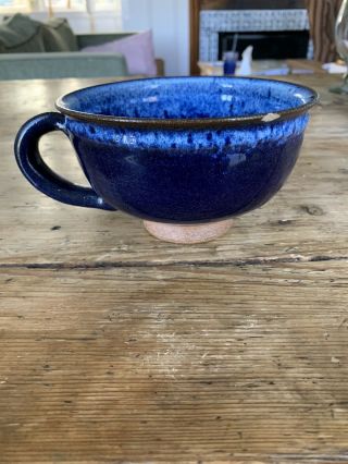 Great Ceramic Hand Thrown Art Pottery Coffee Mug Blue Oversized