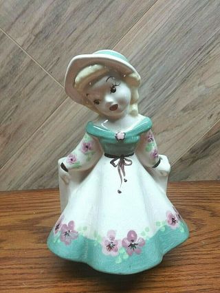 Vintage Delee Pottery Girl Planter California Pottery 7 - 1/2 " Tall