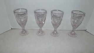 Vintage Noritake Sweet Swirl Pink Wine Goblets Glasses Set Of 4