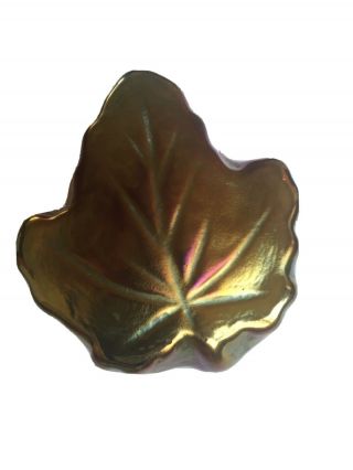 Robert Held Art Glass Maple Leaf Paperweight Iridescent Gold/multi Signed Rare