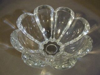 Vintage Heavy Leaded Crystal Flower Petal Shape Open Candy Bowl Dish
