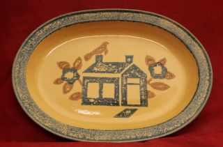 Pfaltzgraff America 14 " Oval Serving Platter Plate Mafa Folk Art