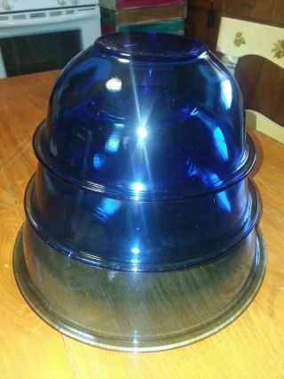 Vintage Pyrex Set Of 3 Cobalt Blue Glass Nesting Mixing Bowls 323 325 326