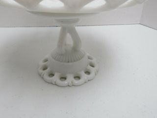 Westmoreland White Milk Glass Doric Lace Pedestal Compote Cake Plate Fruit Bowl 2