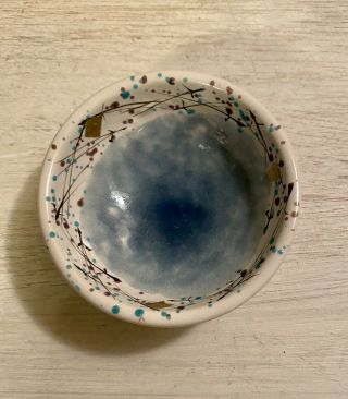 Vintage Handmade & Painted Tiny Footed Dipping Sauce Bowl