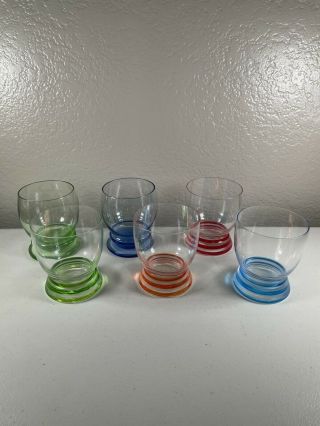 Vintage Drinking Glasses Set Of 6 Multicolor Mid Century Modern