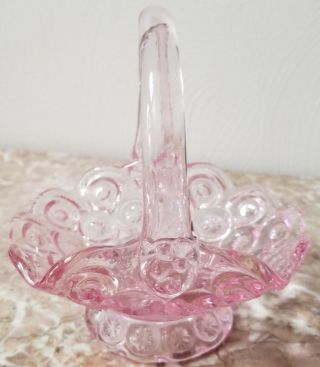Basket - Moon & Star Pattern - Pink Glass - Le Smith Glass Usa