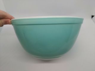 Vintage Pyrex 401 Primary Color Blue Turquoise Small Nesting Mixing Bowl 1.  5 Pt