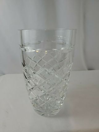 Vintage Crystal Cut Glass Flower Vase Diamond Pattern 8 Inches Tall -
