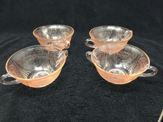 Pink Royal Lace Depression Glass Cream Of Soup Bowls