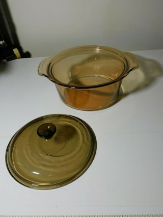 Corning Ware Amber Vision 3.  5 Litre Round Casserole With Lid