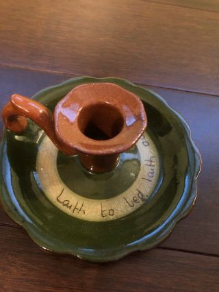 English Pottery Mottoware - Motto Ware Candle Holder Laith To Bed Laith Oot Of