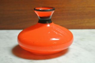 Vintage Small Orange Black Czech Art Deco Welz Tango Glass Vase