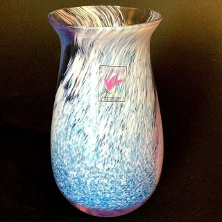 Hand Made Art Glass Vase Caithness Scotland Lilac And Blue Swirl