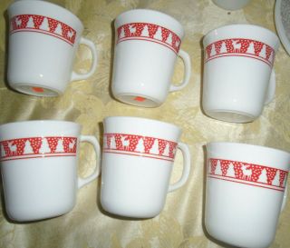 Corelle Winter Festival Red - Vtg Set Of 6 Christmas Holiday Cups Mugs