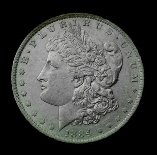 1884 - O Morgan Silver Dollar Stunningly Bright Patina With Light Rim Toning