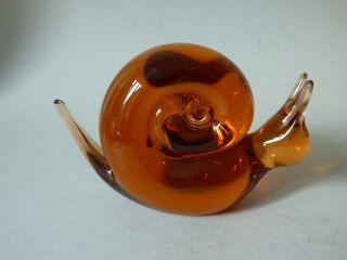 Amber Wedgwood Art Glass Countryside Snail Wild Animal Paperweight Uk P,  P
