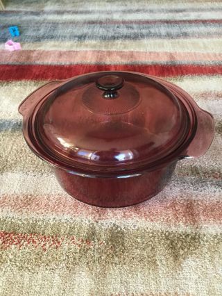 Corning Ware Visionware 5 L Cranberry Dutch Oven Roaster W/ Lid Oven/stove Safe
