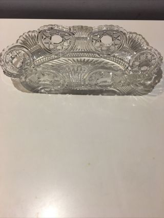 Vintage American Brilliant Cut Glass Crystal Long Rectangular Bowl