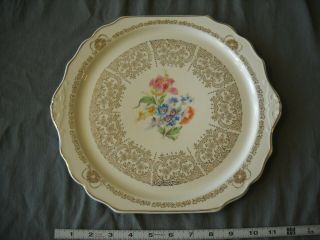 Vintage Queen Anne Union Made Warranted 22 - K Gold Serving Platter Cake Plate