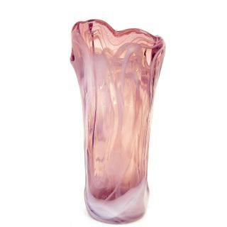 Art Glass Hand Blown Purple And White Swirl Vase