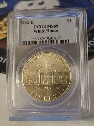 1992 - D White House Silver Commemorative Dollar Ms69 Pcgs State 69