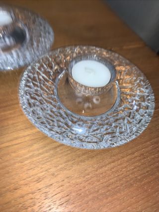 2 Orrefors Crystal Discus Votive Scandinavian Art Glass Tea Light Candle Holder 3