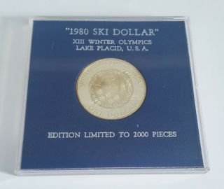 Mel Wacks 1980 Ski Dollar Counterstamp 1971 Ike Lake Placid Olympics 40 Silver