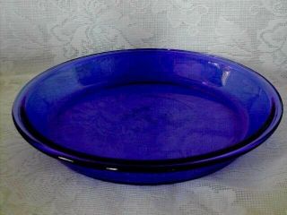 Vintage Pyrex Cobalt Blue Glass 9 " Casserole / Pie Plate - Made In U.  S.  A.