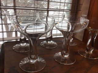 6 Vintage Crystal Hollow Stem Champagne Glasses 3