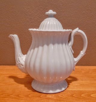 Antique 19th C J W Pankhurst White Stone China Hanley Coffeepot Teapot