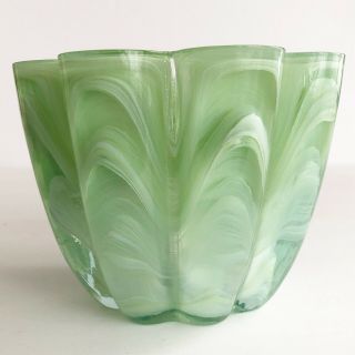 ECOGLASS JADITE GREEN HAND BLOWN GLASS CANDLE VOTIVE BOWL RECYCLED GLASS SPAIN 3